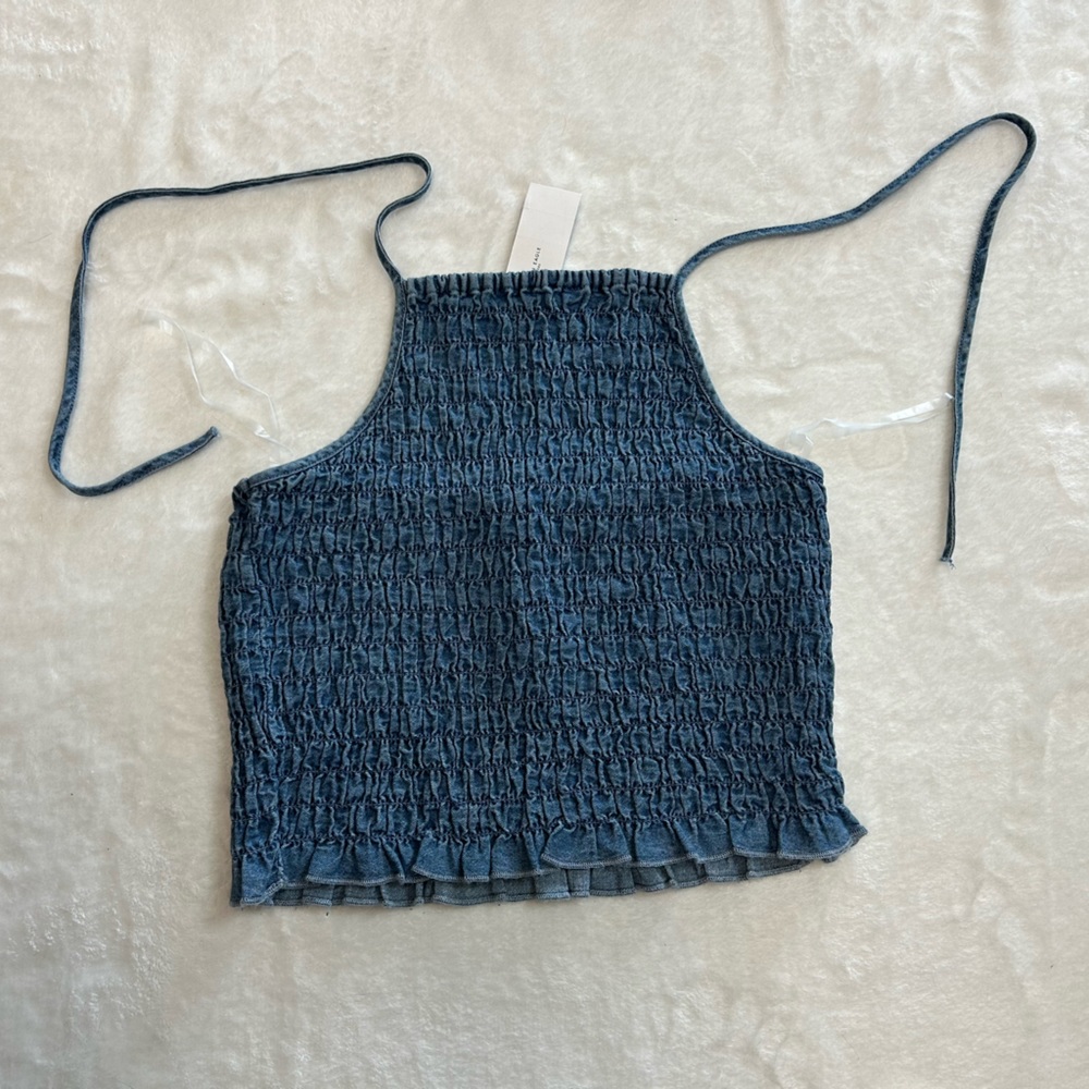 American Eagle Smocked Halter Crop Top